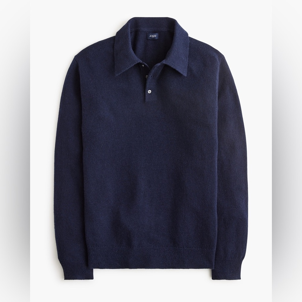 J Crew Long-sleeve sweater-polo in supersoft lambswool blend CO382